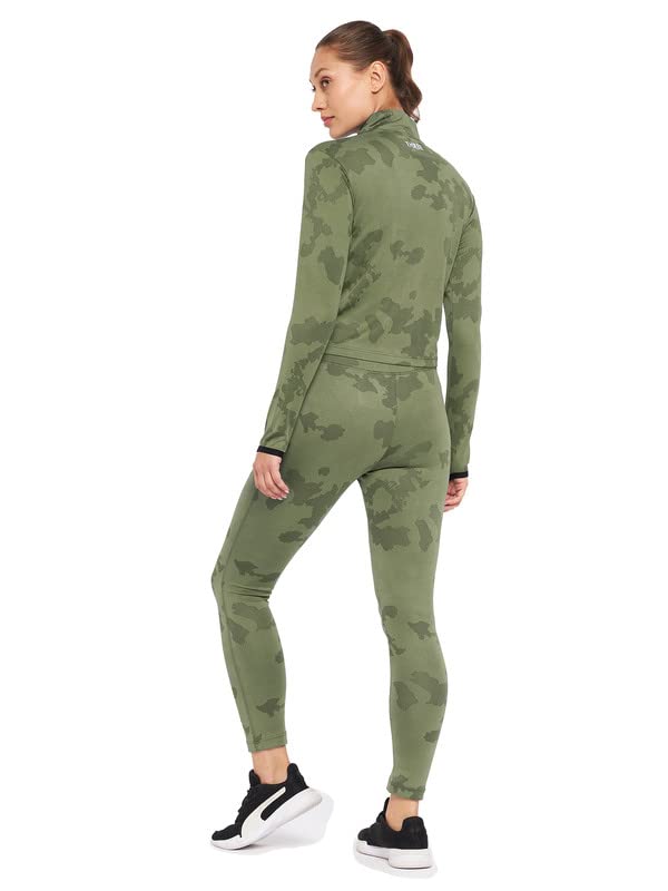 Image of THREE Women's Polyester Camo Printed Two Piece Tracksuit |1