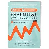 Essential Toothpaste Tabs, Made in Canada, Fluoride Free, Nano-Hydroxyapatite, Mint, 65 Tabs, 23.4g