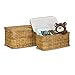Produktbild Relaxdays Truhe 2er Set geflochten Rattan eckig H x B x T: 26 x 50 x 29,5 cm stapelbare Korbtruhe mit herausnehmbarem Innenfutter waschbar ca. 28 L Rattantruhe atmungsaktiv und dekorativ, honigbraun