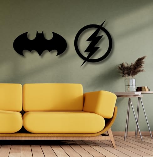 Image of TWIGGY Superhero 6mm MDF Wooden Wall Decor Set for Home, Office, or Gaming Room, Gift, Anime (pack of 2 | The Flash,The Dark Knight)
