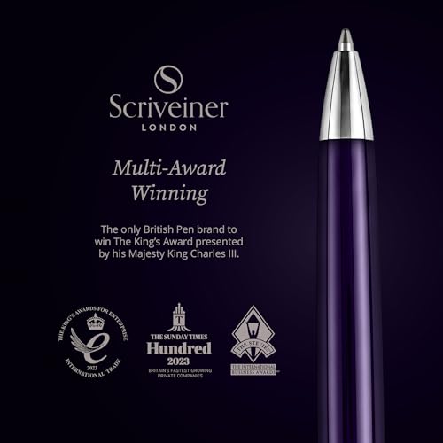 Image of Scriveiner Aubergine Lacquer Ballpoint Pen - Stunning Luxury Pen, Schmidt Black Refill, Best Gift Set for Men & Women, Professional Executive Office, Nice Fancy Designer Pens