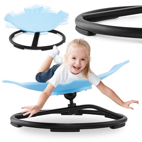 Mamabrum Mini Carrusel para Niños Pez – Azul, Rotación 360°, Bordes Antideslizantes, Plástico PP Y Acero, Desarrolla Equilibrio Y Coordinación, para Niños 3+, Soporta hasta 100 kg