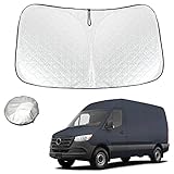 Thickest Foldable Windshield Sun Shade fit for Mercedes Benz Sprinter 2007-2025,Freightliner Cargo Crew Mercedes Sprinter Van Front Window Sunshade Sun Visor Cover Blocks UV Rays Keep Your Car Cooler