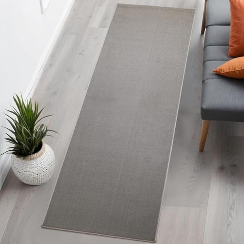 Extra-Long Custom Length Slip-Resistant Runner Rug with Low Pile Absorbent, Stain-Resistant (9 Feet Length x 26 Inch Width) Perfect for Entryways, Hallways, Kitchen, Solid Grey Color