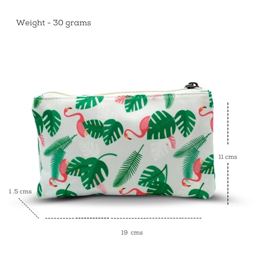 Image of VISMIINTREND Tropical Flamingo and Leaf Flat Pouch - Perfect for Girls & Boys, School | College | Office | Doument | Stationery | Make up | Travel