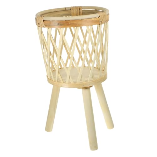 Kisangel Cesta de Flores de bambú Cesta de Mimbre con Tapa Cesta de Almacenamiento de Algas Marinas Estante para Plantas estanterías para Plantas Estante de Bonsai Porta Plantas suculentas