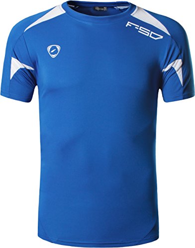 jeansian Men's Sport Quick Dry Short Sleeves T-Shirt Tees Tops LSL3209 Blue S