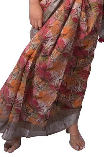 Image of MIRCHI FASHION Saree for Woman Cotton Blend Printed | Traditional Ethnic Sari for Ceremonial Use and Farewell with Blouse Piece