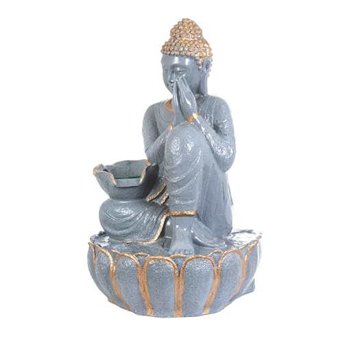 Image of 3 Feet Namaste Buddha Water Fountain for Home & Garden|Fiber Buddha Fountain with LED Light|Indoor Outdoor Fountain for Vastu & Positivity (Unique Grey, 3 Feet Namaste Buddha Fountain)