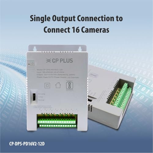 Image of CP PLUS 16 Channel CCTV Power Supply SMPS | 12V 8A High Efficiency Adapter with LED Indicators | EMI Filter | Overload & Short Circuit Protection for Dome, Bullet & PTZ Cameras |CP-DPS-PD16V2-12D