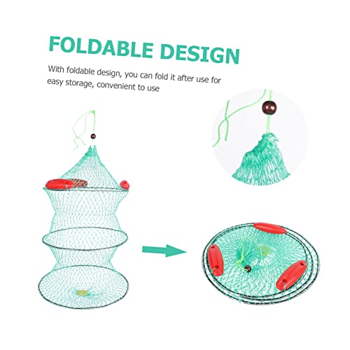 Toddmomy 1Pc Fishing Net With Float Fishing Gadgets Crab Tools Folding Clothes Drying Rack Crabbing Traps Foldable Fishing Net Fly Fishing Net Fishing Accessory Fishing Tool Fish Net Nylon #TOP3