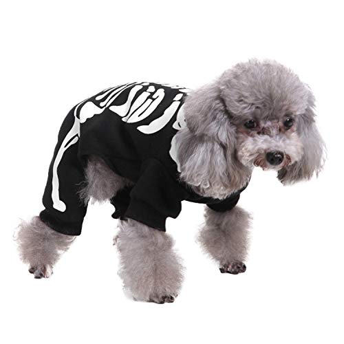 Dog Cat Skeleton Costume Coat Pet Puppy Halloween Costumes Clothes For Small Medium Dogs Cats Halloween Party Cosplay Sweater Jumpsuit Puppies Funny Outfits Kitten Dress Up Shirt Pets Apparel #TOP4