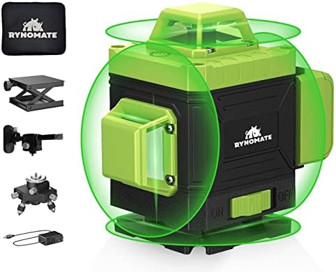 16-Line Laser Level with ABS Material, 7-8cm Lifting Platform, Green Beam for Precise Horizontal and Vertical Accuracy, Self-Leveling,Waterproof - 10m Working Range, 2 Rechargeable Batteries Included