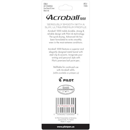 PILOT Acroball 1000 Ballpoint Pen, Blue Barrel, Black Ink, Single Pen - image 2