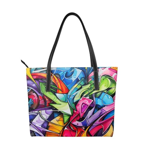 Sac à main graffiti grand volume zippé pour voyages et affaires