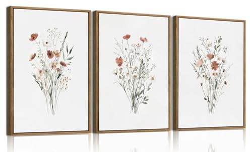 KISSFOX Framed Wildflower Wall Art Floral Canvas Wall Art Flower
