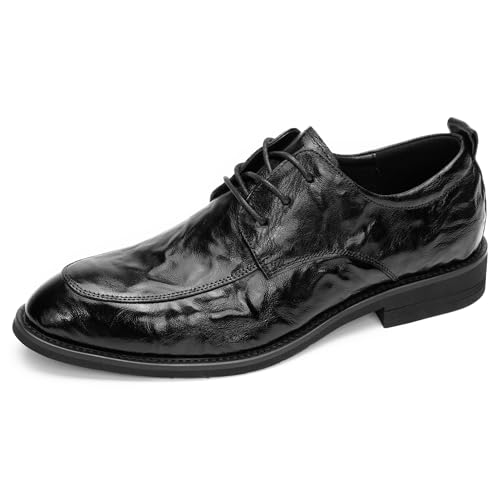 Men's Glossy Oxford Dress Shoes – Black PU Leather Formal Shoes for Weddings, Interviews, and Business Events – Sleek Elegant Lace-Up Design