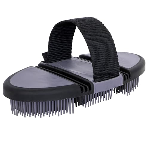 START FlexiComb Pferdepflegebürste – Mähnen- und Schweifbürste mit flexiblen Borsten – ergonomische Pferdebürste für sanftes, gründliches Entwirren ohne Ziepen (Schwarz/Grau)