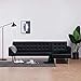 Produktbild N / A vidaXL Ecksofa, Eckcouch mit Bett, Sofa mit Schlaffunktion, L-Form Couch, mit Armlehnfunktion, Schlafsofa für Büro, Wohnzimmer, 218 x 155 x 69 cm, Schwarz
