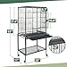 ZENY 53-Inch Bird Flight Cage, Wrought Iron Standing Large with Rolling Stand for Cockatiels Pet Parrot Parakeet Lovebird Canary Finch (Black)