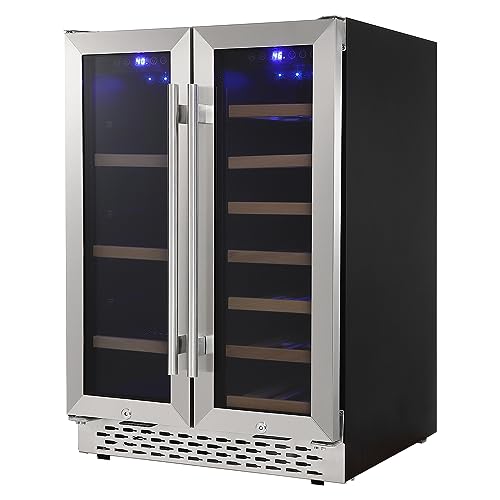GAOMON Wine and Beverage Refrigerator - 24" Dual Cooler, Independent Temperature Control, Upgraded Compressor, Quiet