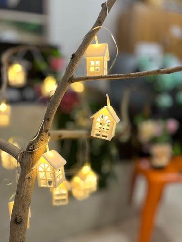 Image of ZALAR House Light 14 LED Warm White Color Outdoor String Lights for Home 10FT Weatherproof Hanging Patio Lights, Connectable Waterproof Garden String Light for Backyard, Porch, Balcony, Party Decor