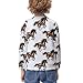 MZERSE Soft Kids Crew Neck Pullover Wild Black Animal Watercolor Horse Painting, Long Sleeve Sweatshirt for All Seasons, 8-10Y