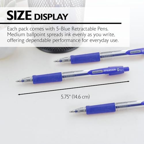 BAZIC PRODUCTS Bolígrafo Retráctil Azul con Grip Suave 5 Unidades miniatura 2