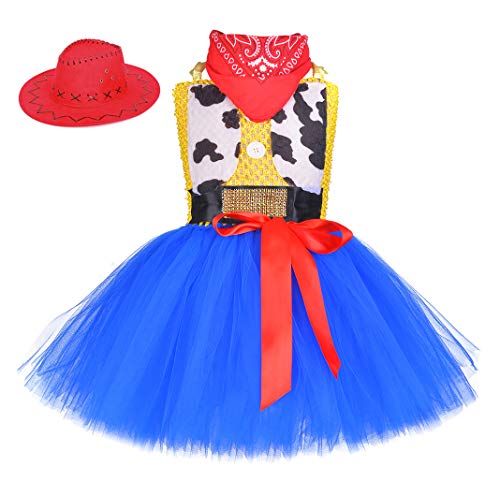 AmzDreams Cowgirl Tutu Dress Woody Costume Pageant Birthday Halloween Holiday Party Toddler Girl Outfit Yellow
