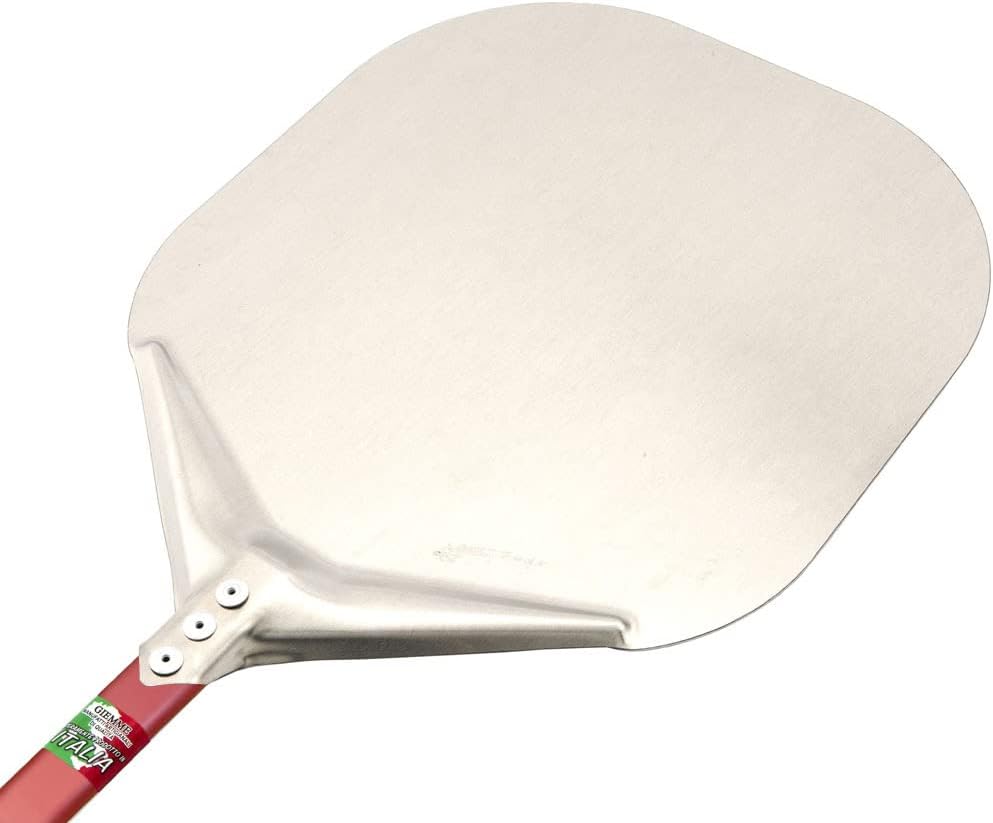 Giemme Juego profesional de 4 palas de pizza en aluminio y acero, pala de horno en aluminio 33x33 cm, para hornos de 100/110 cm.