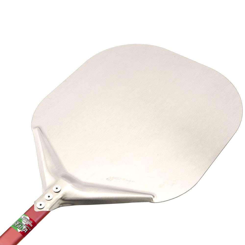 GIEMME Juego profesional de 4 palas para pizza en aluminio y acero, pala de horno en aluminio 33x33 cm, para hornos de 100/110 cm.