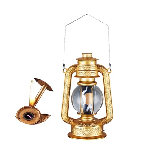 YHBNJIGW Accendino a Cherosene da Tavolo Vintage, Accendino a fiammifero, Stampato a Mano, Ricaricabile, Adatto for casa/Ufficio (Cherosene Non Incluso)(Gold)