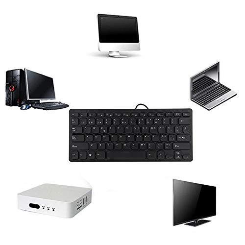 Wendry Mini Keyboard Wired Ultra-Thin 78 Keys Usb Keyboards,Portable Spanish Keyboard Usb For Desktop Computer,Suitable For Both Office And Games,Black #TOP3