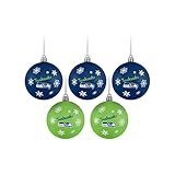 FOCO Seattle Seahawks NFL 5 Pack Shatterproof Ball Ornament Set