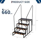Wohnmobil-Treppe mit beidseitigem Handlauf – 4 Stufen, rutschfest, 300 kg Tragkraft, tragbare Außentreppe für Wohnwagen, Camper, Pool, Wirbel, Veranda – stabile RV Step Stairs – Bilateral 4th order