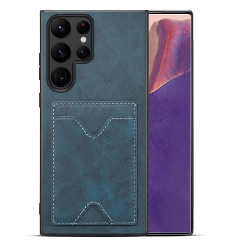 Étui portefeuille fin Galaxy S26 bleu clapet antichoc rabat cuir