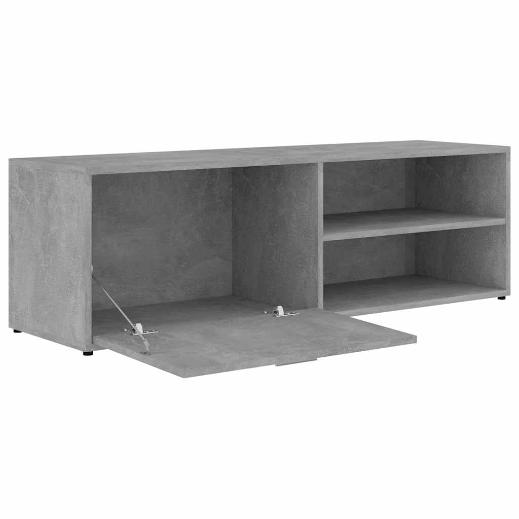 Mobile TV grigio cemento, in legno, 120 x 34 x 37 cm, con anta e 2 scomparti, per soggiorno, camera da letto, spazio e gestione dei cavi, moderna credenza bassa