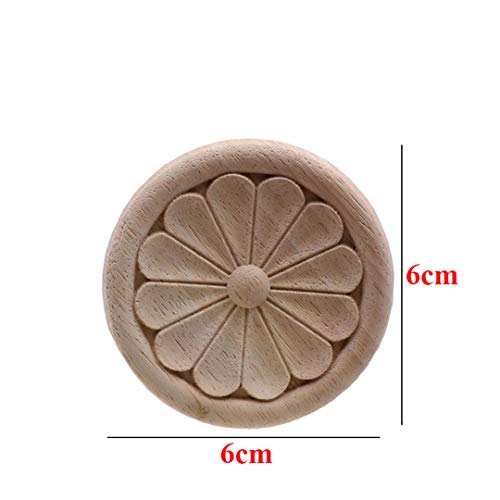 T-Misenosy Apliques Madera Natural Tallada en Madera Flores para Muebles gabinete molduras Madera sin Pintar calcomanía Figuras Decorativas 6cmX6cm
