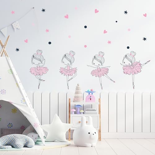 4 Vinilos Decorativos Bailarinas Para Pared Habitación Niñas miniatura 4