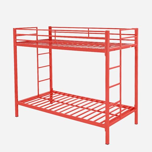 Image of Pilio Twin Over Twin Metal Bunk Bed | Bunk Bed Without Storage for Kids & Adult | Double Decker Bed for Kids Room | Space-Saving Twin Bunk Room| Bunker Bed Frame (Mattress Included)