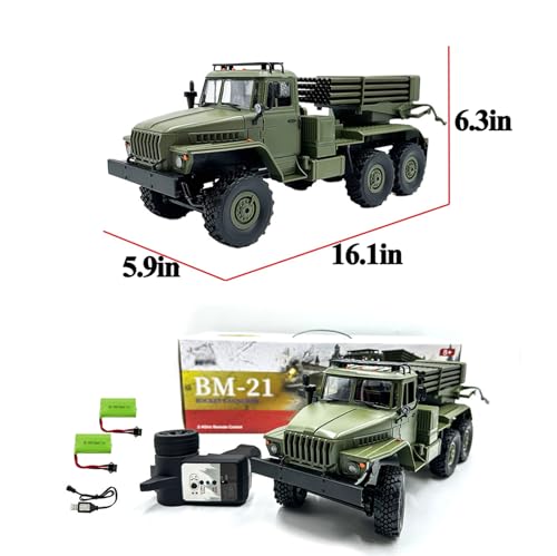 Image of 1:16 Scale RC Truck, 6WD Military Transport Remote Control Car, All-Terrain Off-Road Vehicle with Full Proportional Control, LED Lights & Openable Doors, Hobby Toy for Adults and Collectors