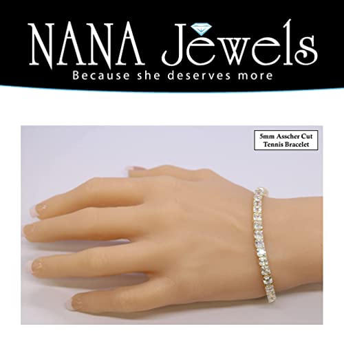 NANA Asscher Cut Tennis Bracelet 7" or 8" Solid Sterling Silver & Pure Brilliance Zirconia 13.00ctw-53.00ctw2