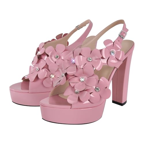 Image of Platform Stiletto High Heels for Women, Round Open Toe Ankle Strap Sexy Heeled Sandals for Wedding Party Dress
