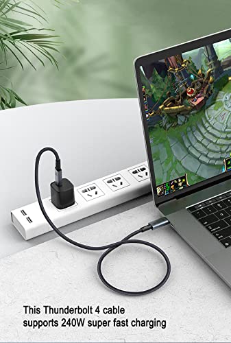 Image of Full-Featured USB C Cable for Video, Data and 240W Fast Charging, 40Gbps Super Speed USB4.0 Cord and 8K 60Hz Monitor Link, Compatible with All Thunderbolt 3 and 4 - Silver /Black, 1m /3.3ft