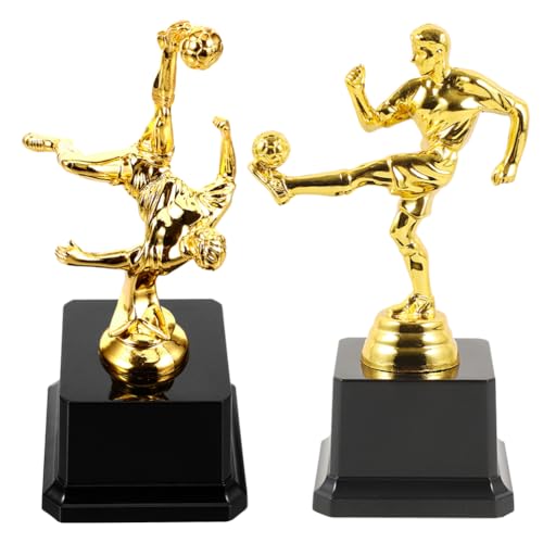 INOOMP 2 Peças Troféu De Prêmio De Futebol Troféu De Futebol Dourado Troféu De Campeão Esportivo Par