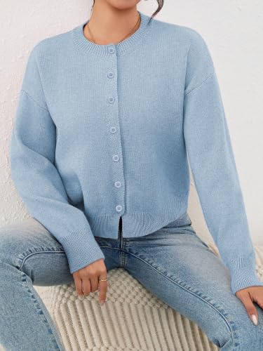 Image of Ibeauti Cropped Cardigan Sweaters for Women 2026 Trendy Spring Y2k Outfit Long Sleeve Button up Open Front Short Knit Sweater