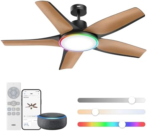 DREO Smart RGBIC Ceiling Fans with Lights, Low profile Ceiling Fa...