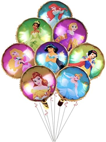 8PCS Disney Princess Foil Balloons For Girl’s Birthday Baby Shower Princess Themed Party Decorations