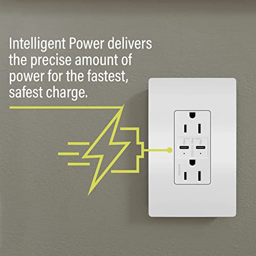 Adorne 20A Tamper-Resistant Ultra-Fast Plus Power Delivery Usb Type-C/C Outlet In Magnesium With Matching Wall Plate, Artrusb20Pd30M4 ? Legrand #TOP4