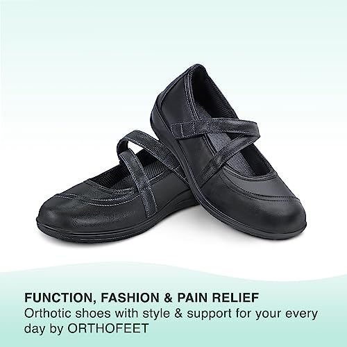 Orthofeet Arch Support Mary Jane's for Women, Ideal for Heel and Foot Pain Relief. Therapeutic Design with Arch Support, Arch Booster, Cushioning Ergonomic Sole & Extended Widths - Celina Black - Thumbnail 6